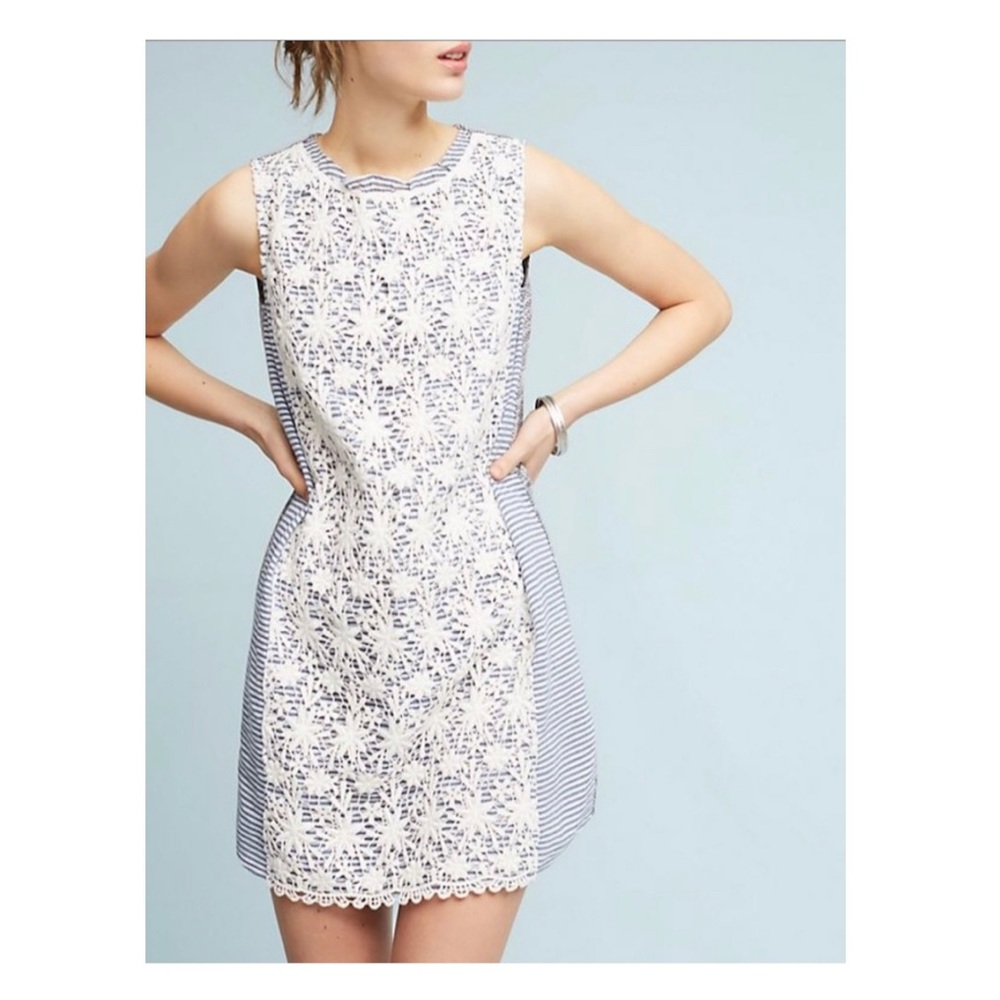 XSP Blue and White Dress w/ Lace Front